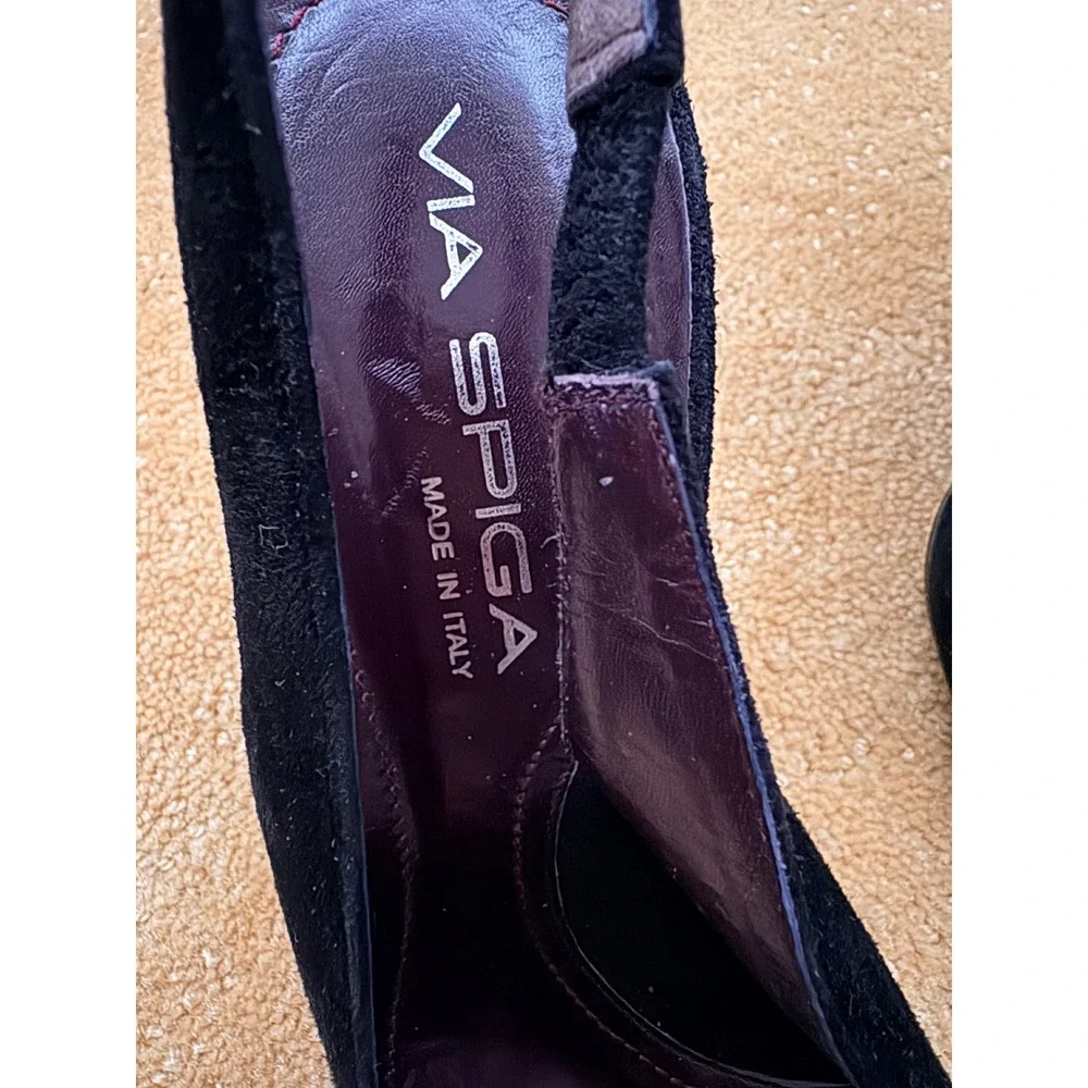 VIA SPIGA Italy‎ Black Suede Pointed Toe Slingback Heels Classy Dress Women Sz9